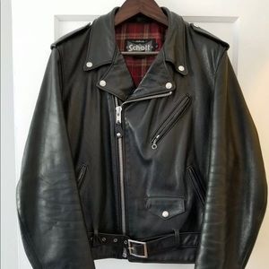 Schott Perfecto Leather Biker Jacket Size Large